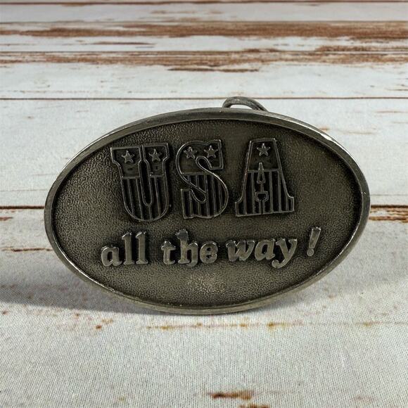 1981 USA ALL THE WAY Belt Buckle Capt Hawks Sky Patrol Made in USA - Picture 1 of 3